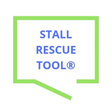 Load image into Gallery viewer, Square Stall Rescue Tool® logo; green outline with blue letters on blue background