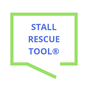 Square Stall Rescue Tool® logo; green outline with blue letters on blue background